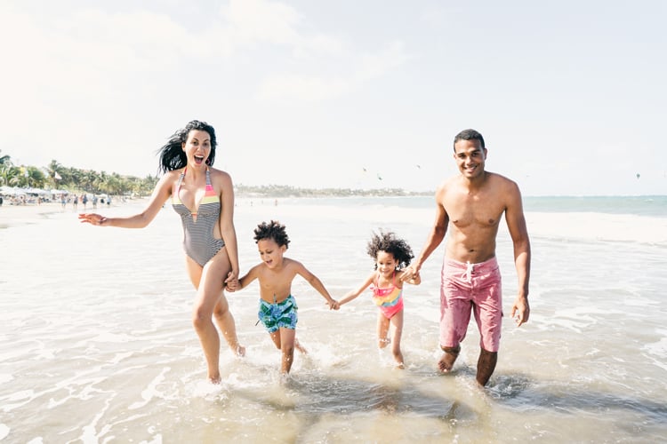 family at the beach in key west with kids