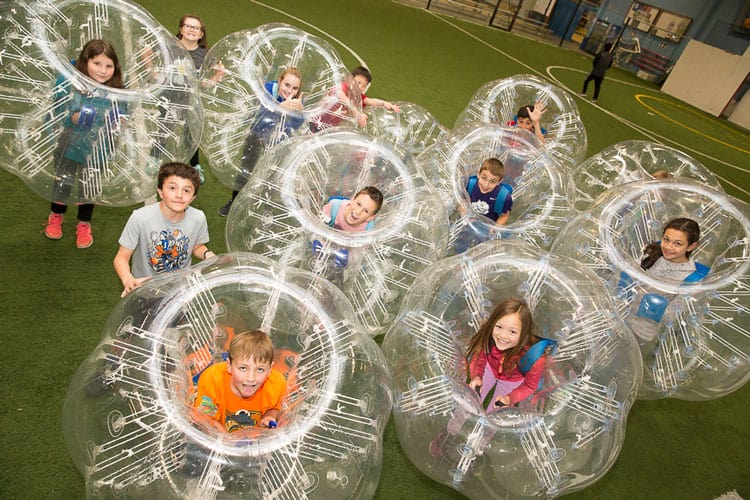 kids in giant inflatable balls