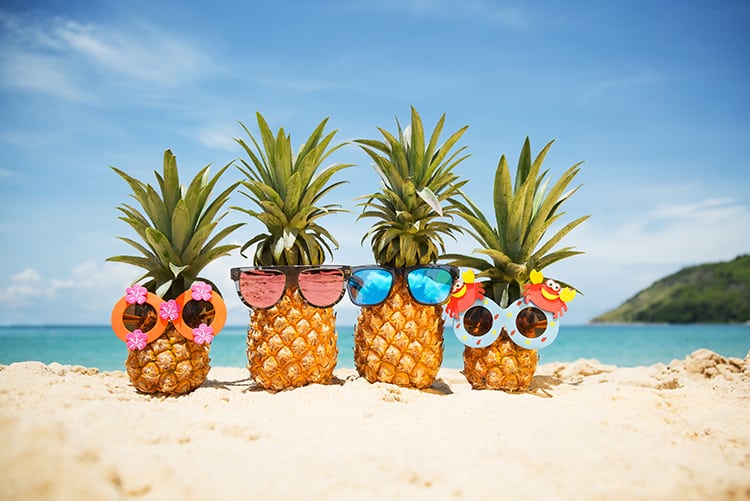 pineapples on the beach in oahu