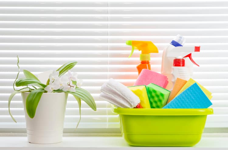 10 Tips for Keeping a Clean House With Kids 4 bucket of cleaning products