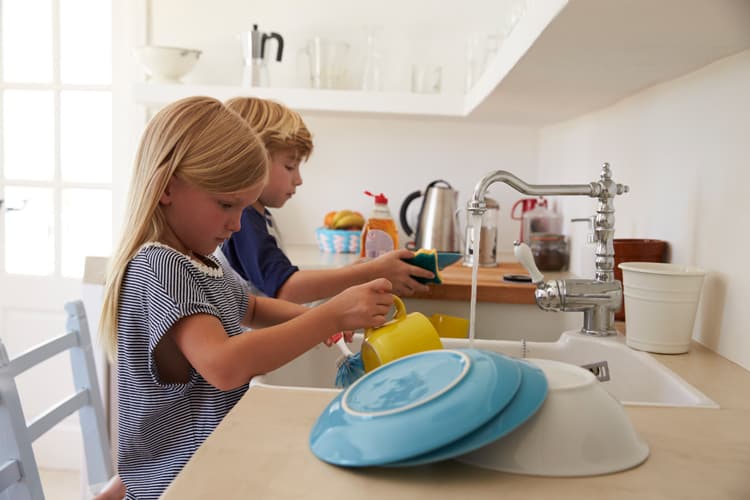 10 Tips for Keeping a Clean House With Kids 9 children doing dishes