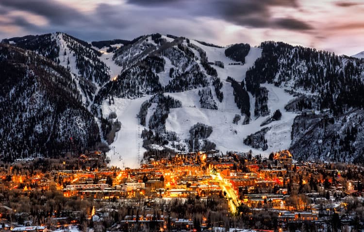 mountain view over the city of aspen