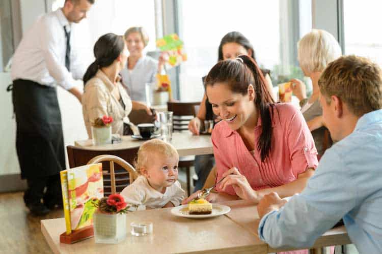 Children enjoying a toddler-friendly lunch at a restaurant near the LA Natural History Museum, with.